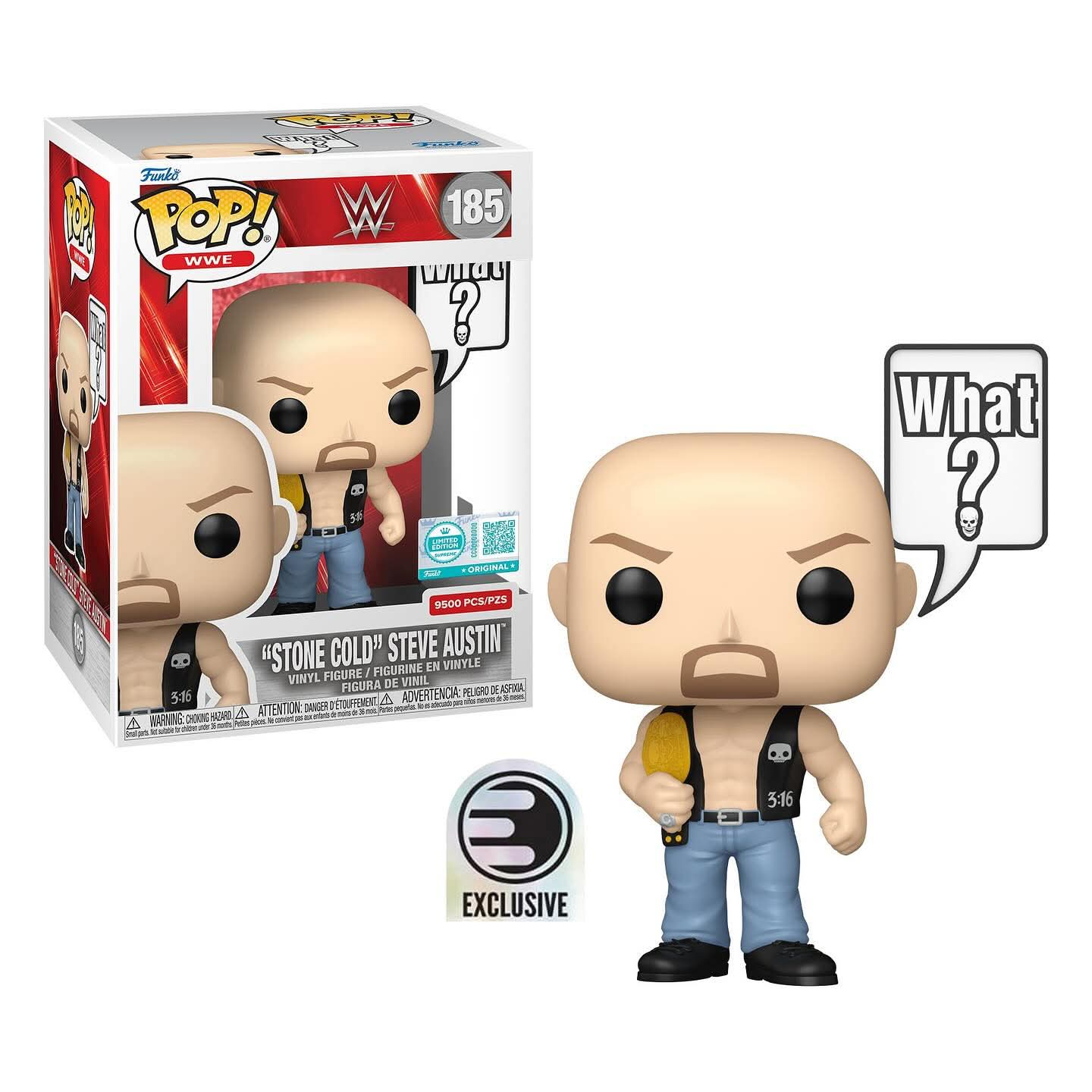Stone Cold Steve Austin (What?) Pop! Sayings Funko Pop! Vinyl Figure #185 – Entertainment Earth Exclusive Supreme Limited Edition (9,500 Pieces) | WWE