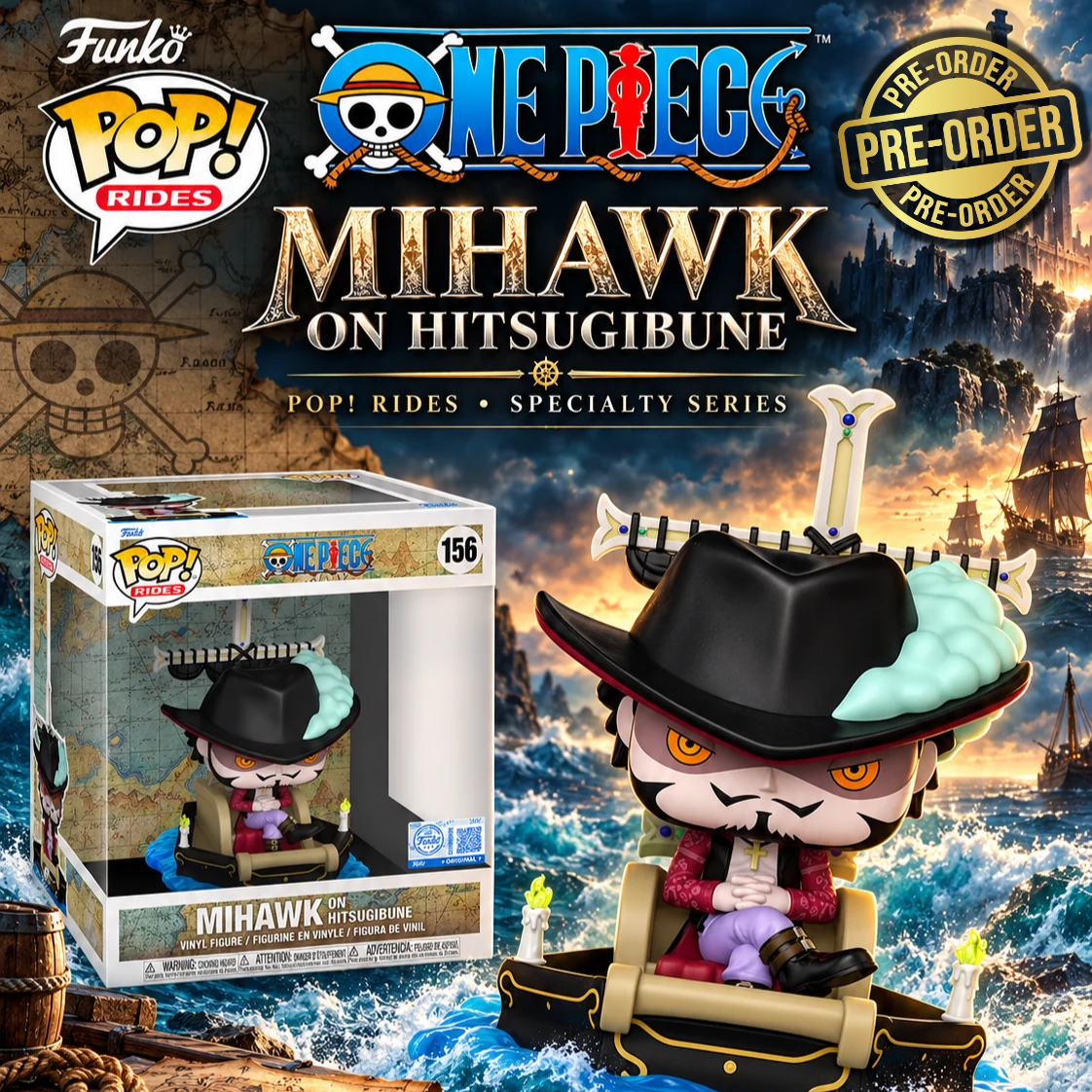 One Piece Mihawk on Hitsugibune Funko Pop! Rides Deluxe – Specialty Series Exclusive (JAN 2027)