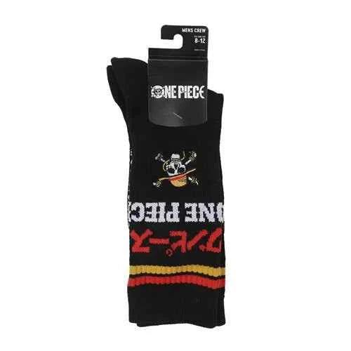 One Piece Kanji Logo Striped Crew Socks