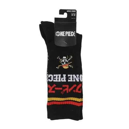 One Piece Kanji Logo Striped Crew Socks