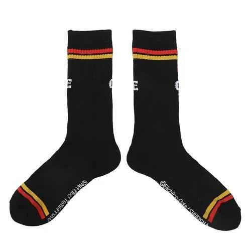 One Piece Kanji Logo Striped Crew Socks