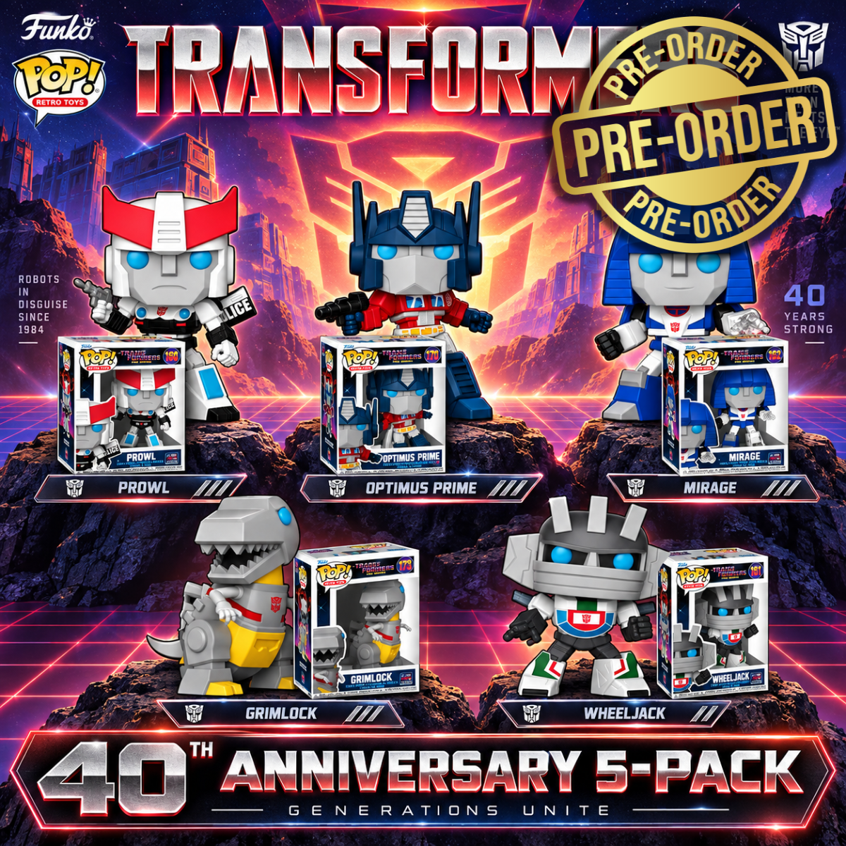 Transformers 40th Anniversary Funko Pop! 5-Pack (OCT 2026)