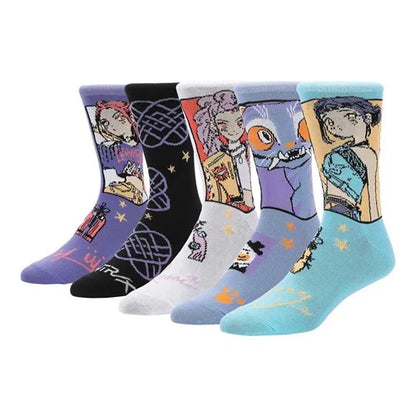 KPop Demon Hunters Huntrix and Derpy Crew Sock 5-Pack