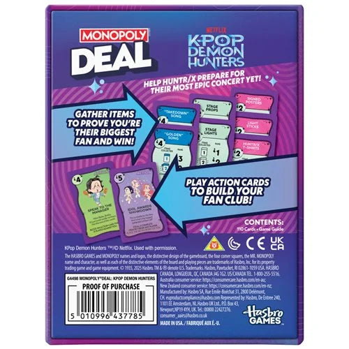 KPop Demon Hunters Monopoly Deal Card Game