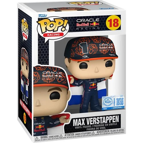 Formula 1 Red Bull Max Verstappen with Flag Funko Pop! Vinyl Figure #18 - Entertainment Earth Exclusive